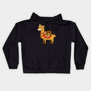 Cute & Funny Sloth Riding Llama Animal Friends Kids Hoodie